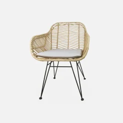 Rattan armchair with removable cushion