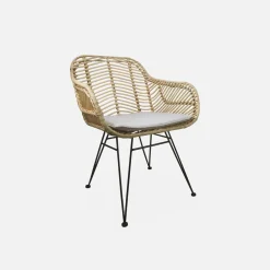 Rattan armchair with removable cushion