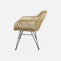 Rattan armchair with removable cushion