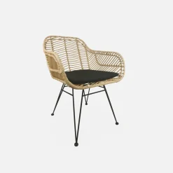 Rattan armchair with removable cushion