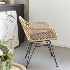 Rattan armchair with removable cushion