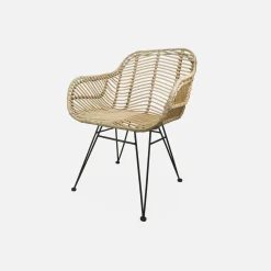 Rattan armchair with removable cushion