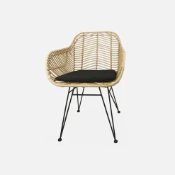 Rattan armchair with removable cushion