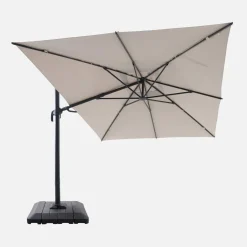Rectangular cantilever parasol 3x4m + cover and ballast slabs 98x98cm