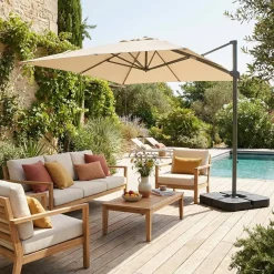 Rectangular cantilever parasol 3x4m +  weight slabs 50x50cm