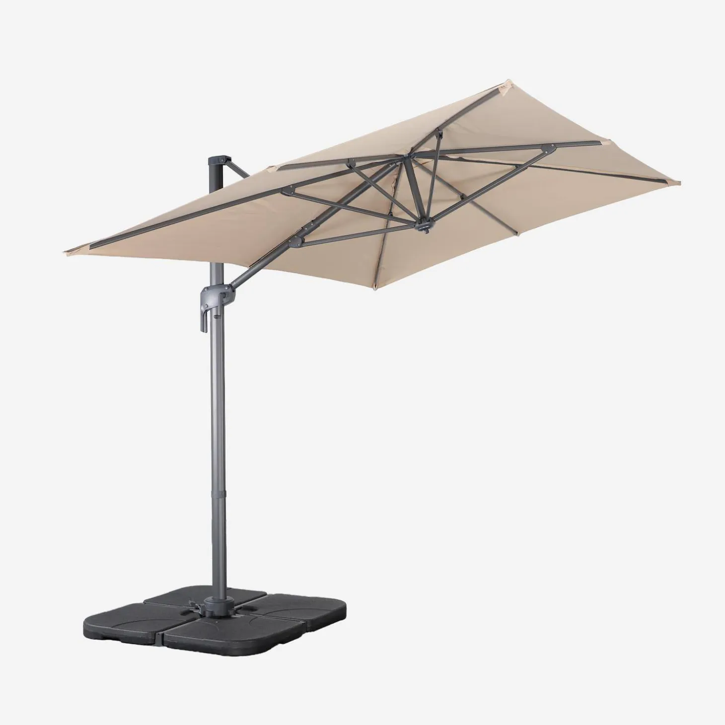 Rectangular cantilever parasol 2x3m + 4 ballast slabs 50x50cm