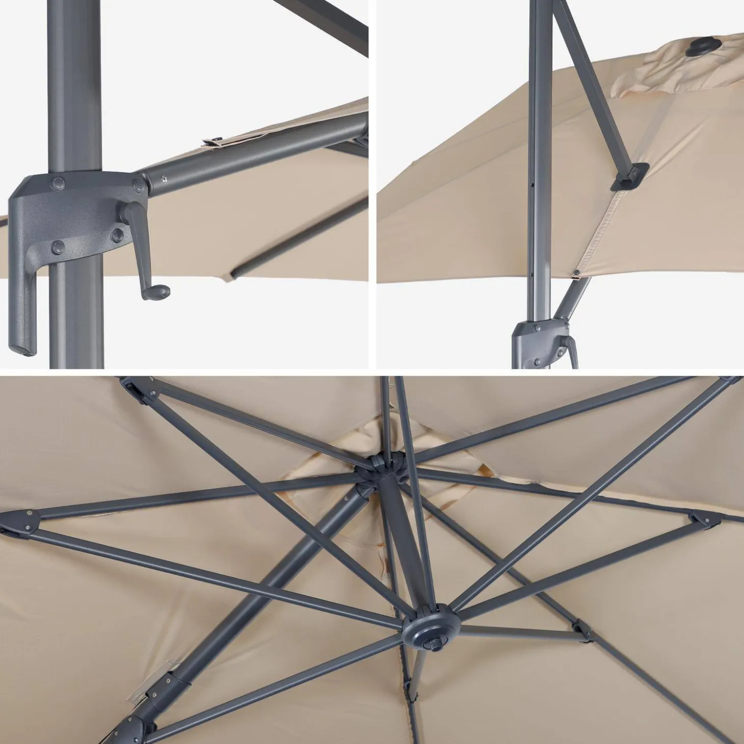 Rectangular cantilever parasol 2x3m + 4 ballast slabs 50x50cm