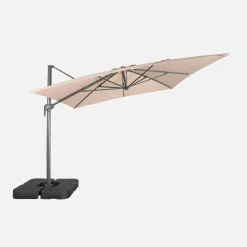 Rectangular cantilever parasol 3x4m +  weight slabs 50x50cm