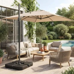 Rectangular cantilever parasol 3x4m +  weight slabs 50x50cm