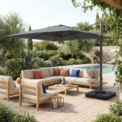 Rectangular cantilever parasol 3x4m +  weight slabs 50x50cm