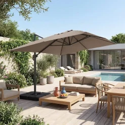 Rectangular cantilever parasol 3x4m + 50x50cm ballast slabs