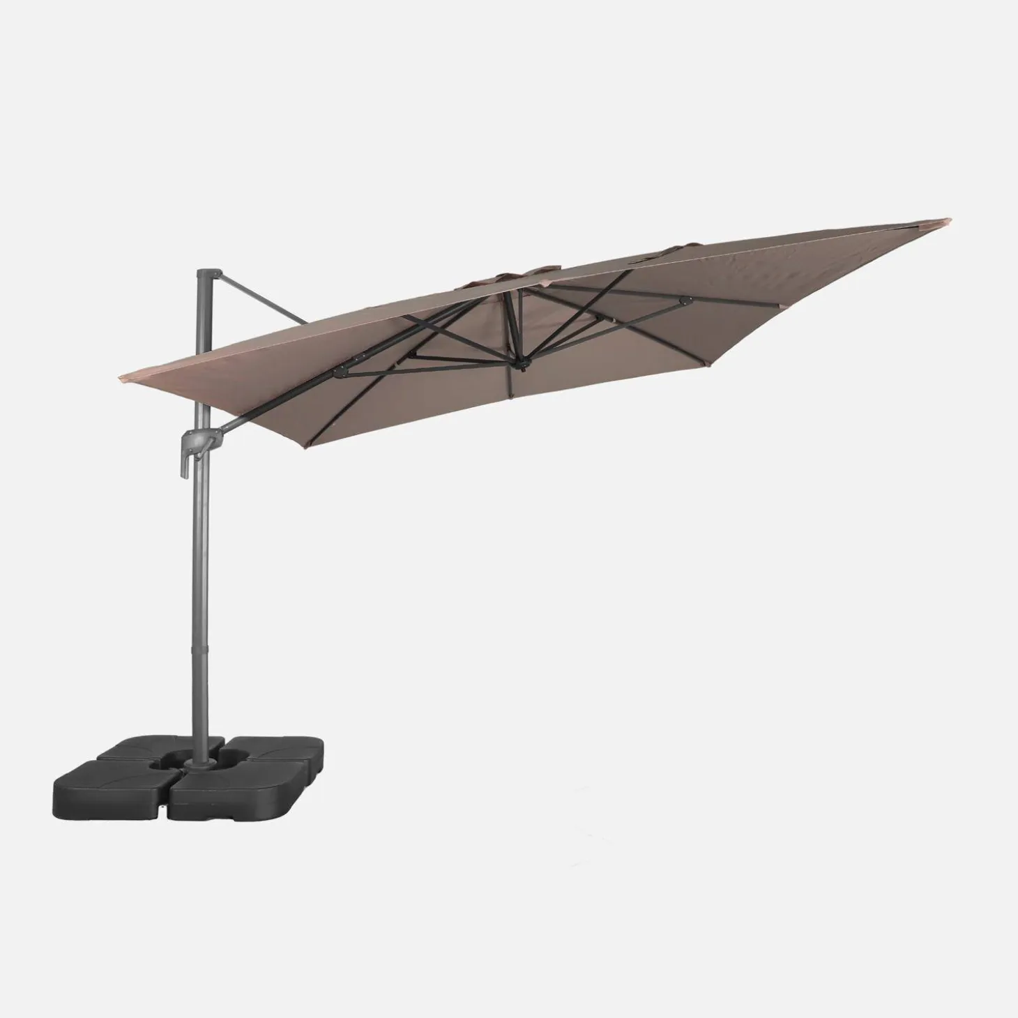 Rectangular cantilever parasol 3x4m + weight slabs 50x50cm