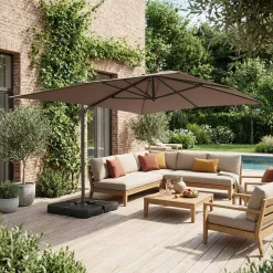 Rectangular cantilever parasol 3x4m + weight slabs 50x50cm
