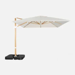 Rectangular cantilever parasol 3x4m, wood-effect mast + 50x50cm ballast slabs