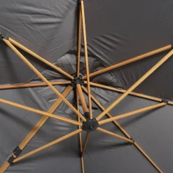 Rectangular cantilever parasol 3x4m, wood-effect mast + 50x50cm ballast slabs