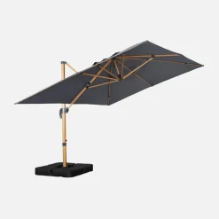 Rectangular cantilever parasol 3x4m, wood-effect mast + 50x50cm ballast slabs