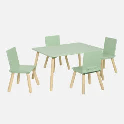 Rectangular children's table 4 chairs pine legs
