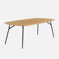 Rectangular coffee table oak effect black metal legs