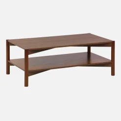 Rectangular coffee table wood decor double tray
