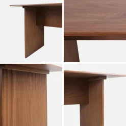 Rectangular dining table, carved wood effect, seats 4-6, 170cm