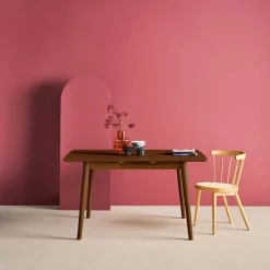 Rectangular dining table extendable rubberwood and oak veneer 4-6 seats