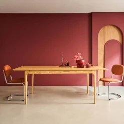 Rectangular dining table extendable rubberwood and ash veneer 6-8 seats