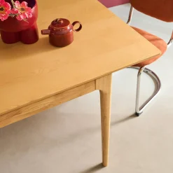 Rectangular dining table extendable rubberwood and ash veneer 6-8 seats