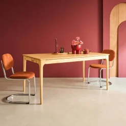 Rectangular dining table extendable rubberwood and ash veneer 6-8 seats