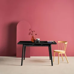 Rectangular dining table extendable rubberwood and oak veneer 4-6 seats