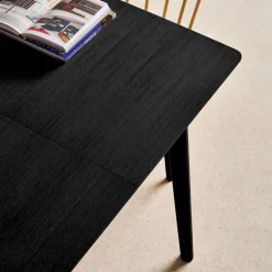 Rectangular dining table extendable rubberwood and oak veneer 4-6 seats