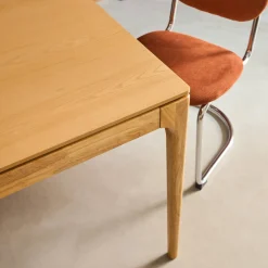 Rectangular dining table in hevea wood and ash veneer, seats 6