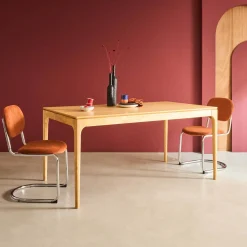 Rectangular dining table in hevea wood and ash veneer, seats 6