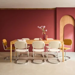 Rectangular dining table rubberwood and ash veneer 8 seats