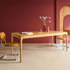 Rectangular dining table rubberwood and ash veneer 8 seats