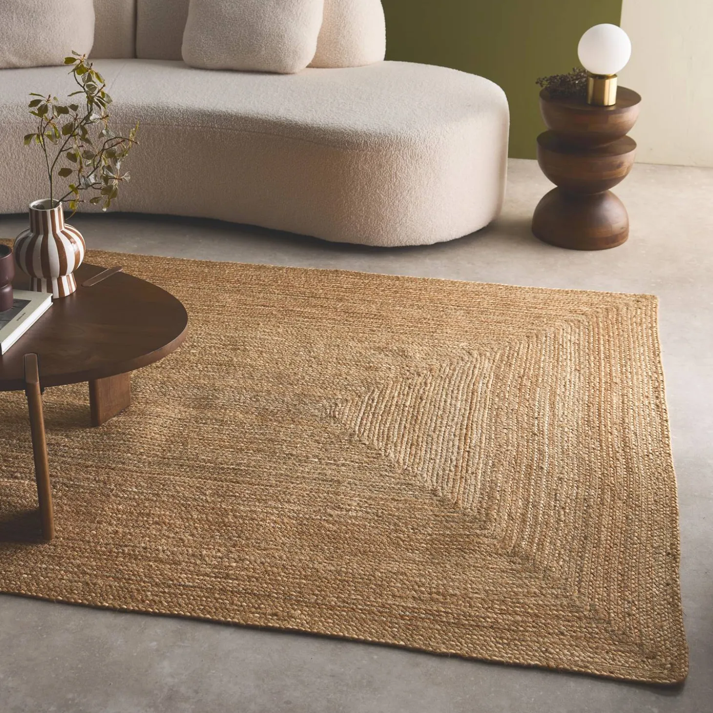 Rectangular indoor jute rug, natural