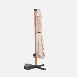 Rectangular offset parasol 3x4m, wood effect pole