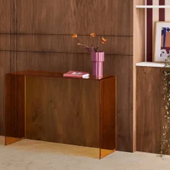 Rectangular tempered glass console