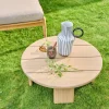 Round acacia wood garden coffee table