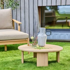 Round acacia wood garden coffee table