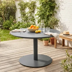 Round aluminum garden table Ø140cm seats 6
