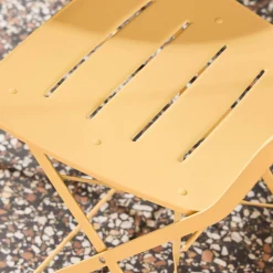 Round bistro garden table, steel, folding + 2 chairs