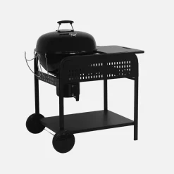 Round charcoal barbecue enamelled steel Ø53cm with trolley