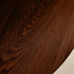 Round dining table wood effect black metal legs 4-seater
