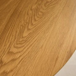 Round dining table wood effect black metal legs 4-seater