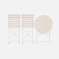 Round folding metal bistro garden table with 2 chairs