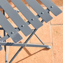 Round folding metal bistro garden table with 2 chairs