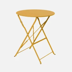 Round folding metal bistro garden table with 2 chairs