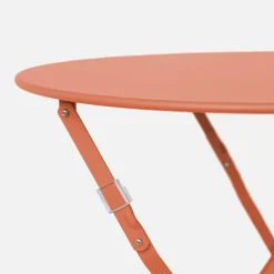 Round folding metal bistro garden table with 2 chairs