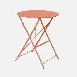 Round folding metal bistro garden table with 2 chairs
