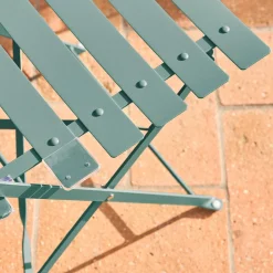 Round folding metal bistro garden table with 2 chairs
